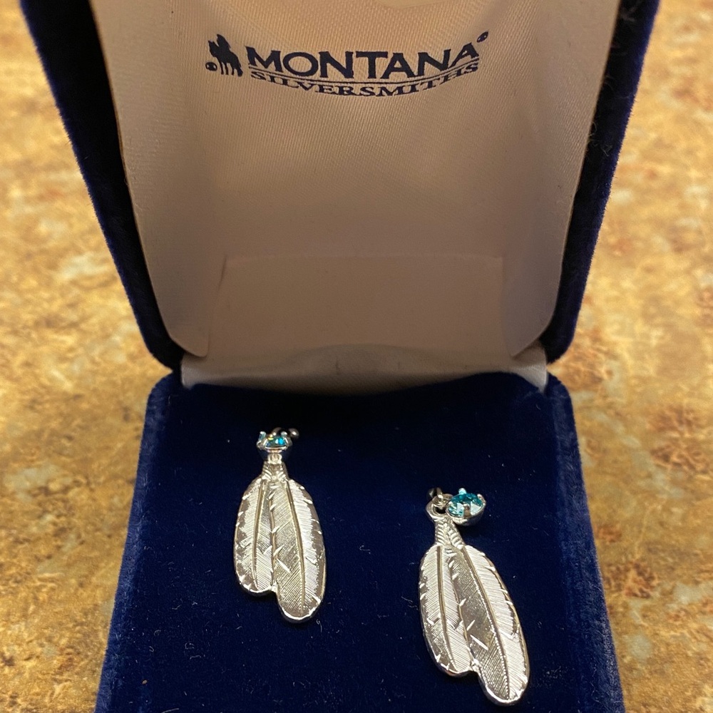Montana Silversmiths Silver Earrings with Teal Highlights